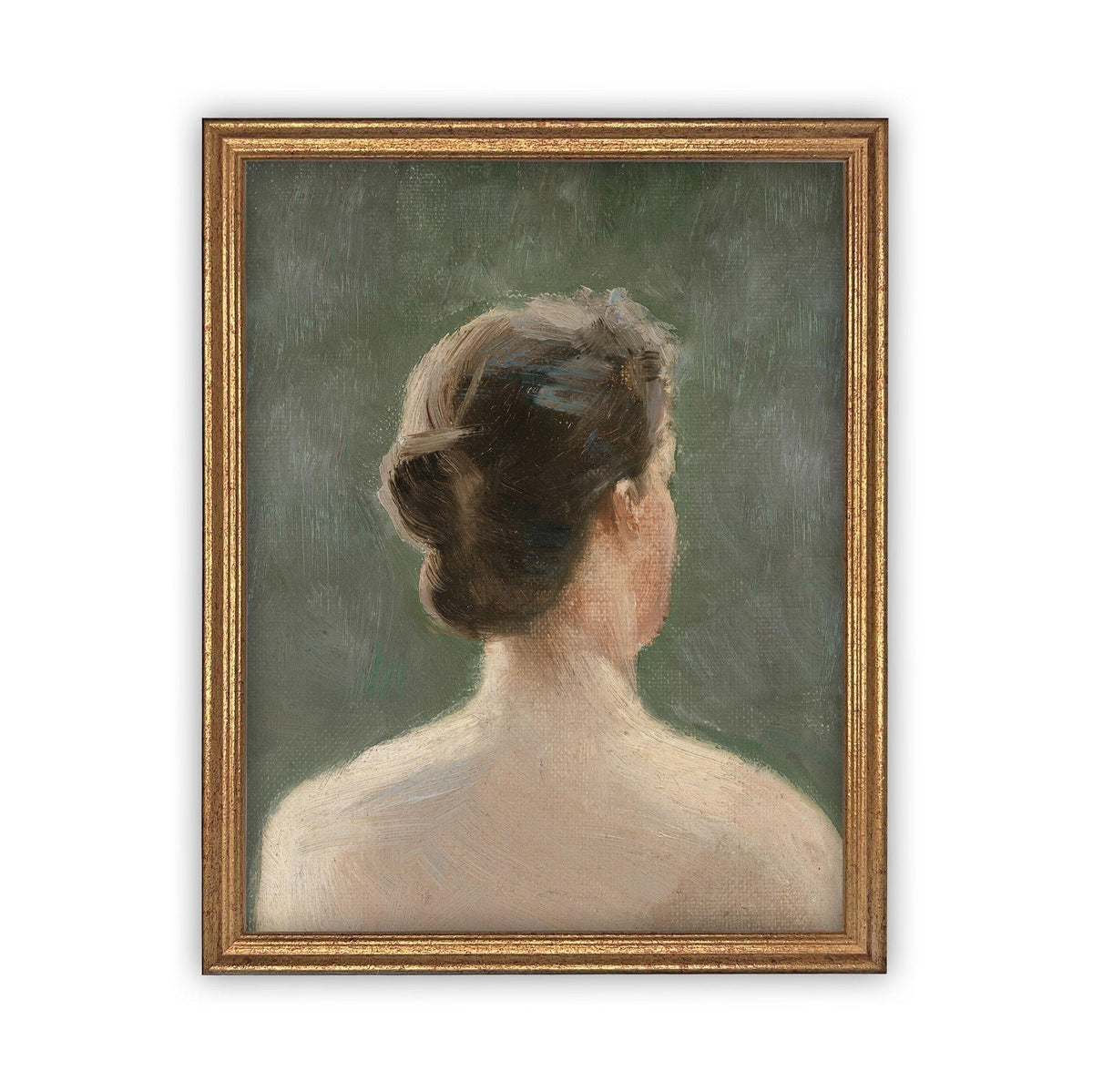 READY TO SHIP 8X10 Framed Canvas Print: Green Portrait of a Woman