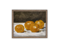 Vintage Framed Oranges Canvas Print: Still Life Kitchen Art #ST-645