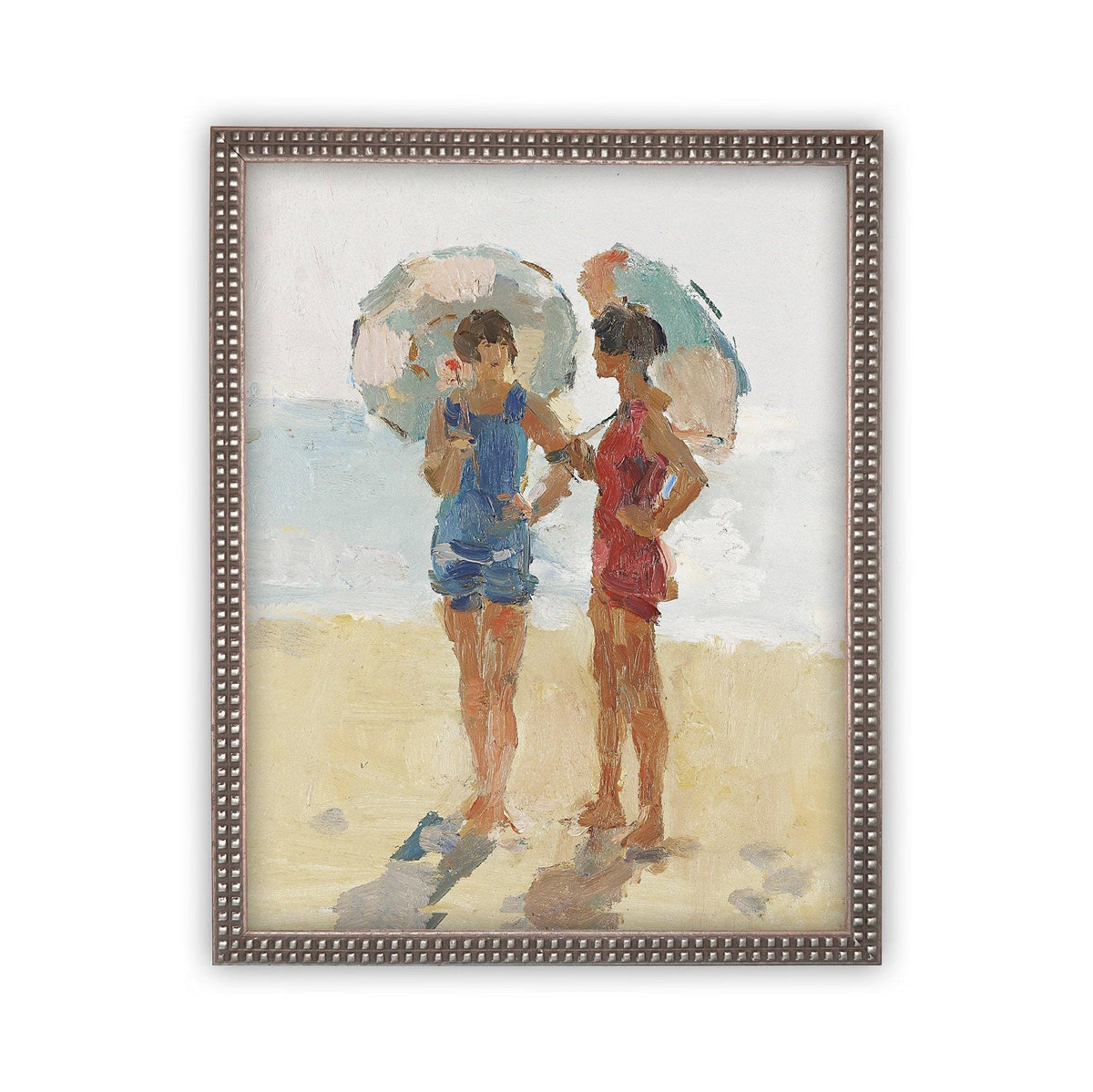 READY to SHIP 12x16 Framed Beach Print: Women with Parasols, Coastal Art