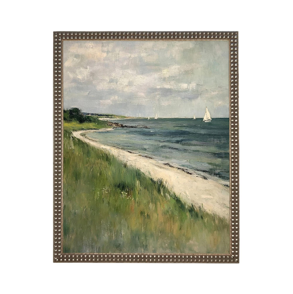 Framed Coastal Canvas Print: Vintage Beach House Art #COAS-209