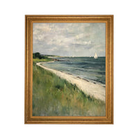 Framed Coastal Canvas Print: Vintage Beach House Art #COAS-209