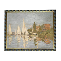 Framed Sailboat Seascape Coastal Canvas Print: Vintage Beach House Art #COAS-212