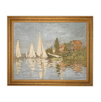 Framed Sailboat Seascape Coastal Canvas Print: Vintage Beach House Art #COAS-212