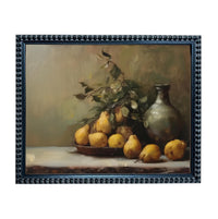 Vintage Framed Pears Canvas Art: Still Life Kitchen Painting #ST-644