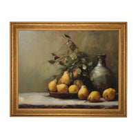 Vintage Framed Pears Canvas Art: Still Life Kitchen Painting ST-644