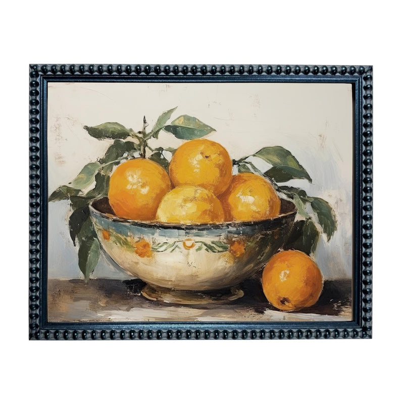 Vintage Framed Oranges Canvas Print: Still Life Kitchen Art #ST-645