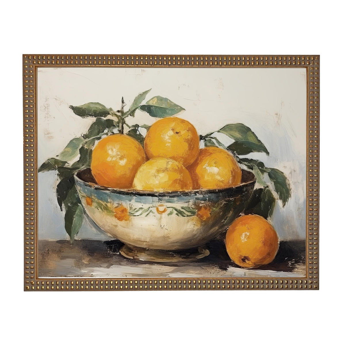 Vintage Framed Oranges Canvas Print: Still Life Kitchen Art #ST-645