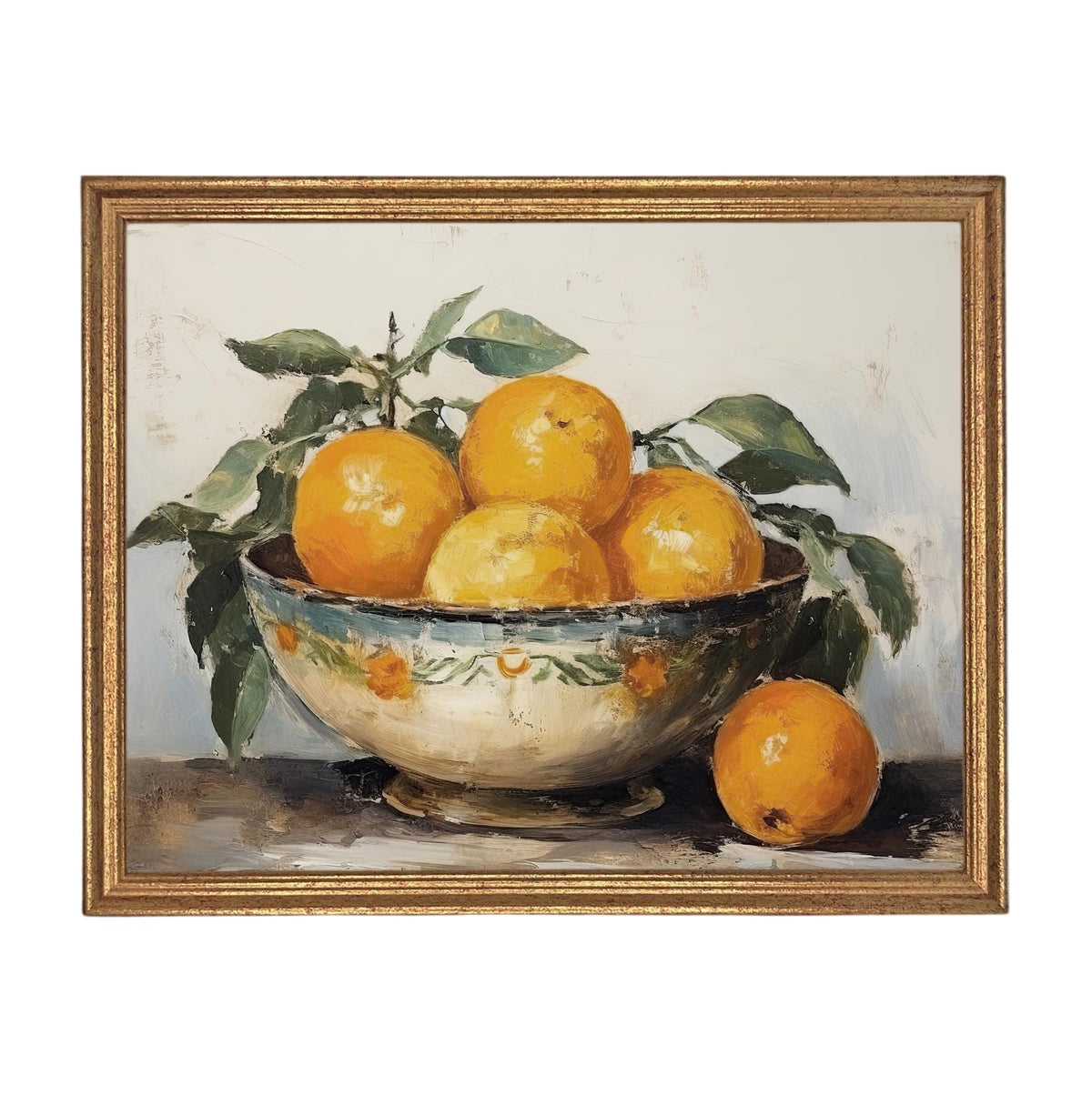 Vintage Framed Oranges Canvas Print: Still Life Kitchen Art #ST-645