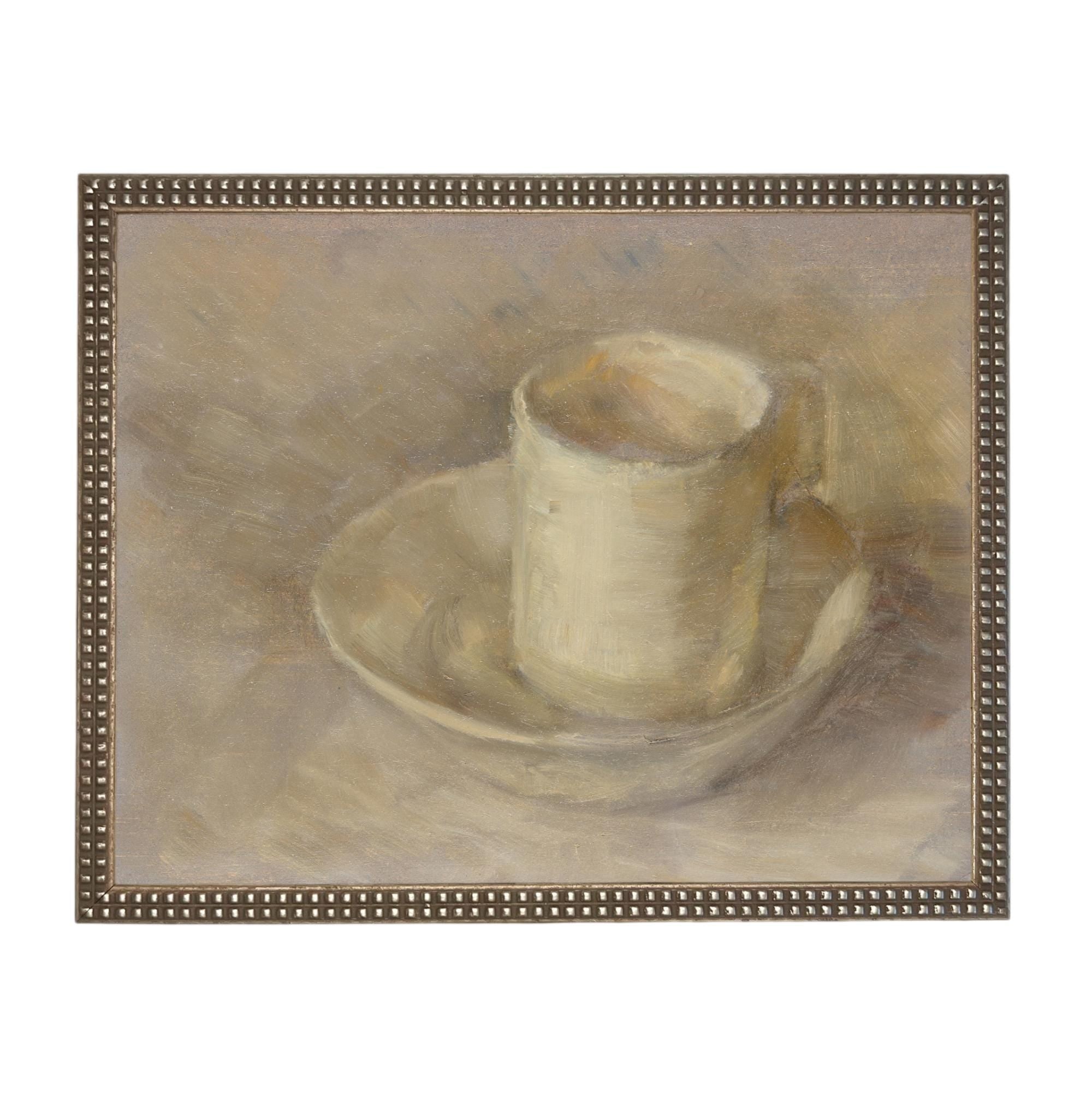 Framed Neutral Vintage Kitchen Pottery Still Life Canvas Print ST-647