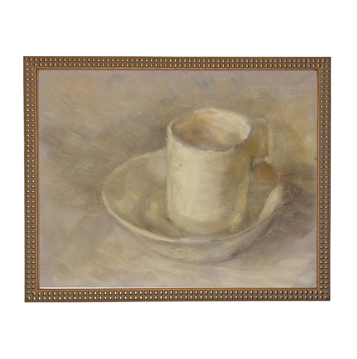Framed Neutral Vintage Kitchen Pottery Still Life Canvas Print #ST-647