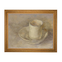 Framed Neutral Vintage Kitchen Pottery Still Life Canvas Print #ST-647