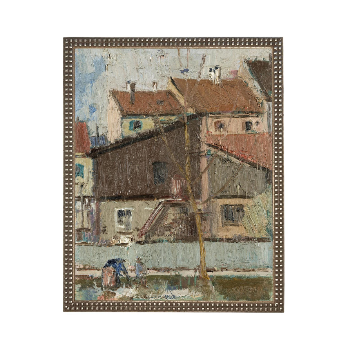 Framed European Cityscape Canvas Art Print: Vintage Farmhouse Decor #ARC-128