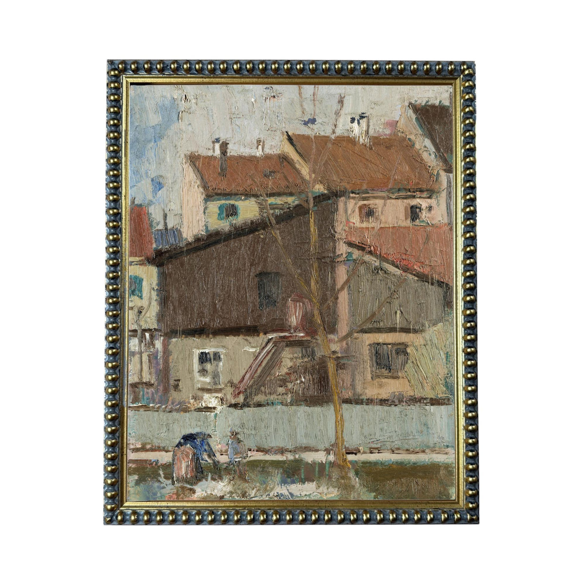 Framed European Cityscape Canvas Art Print: Vintage Farmhouse Decor #ARC-128