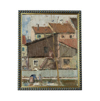 Framed European Cityscape Canvas Art Print: Vintage Farmhouse Decor #ARC-128
