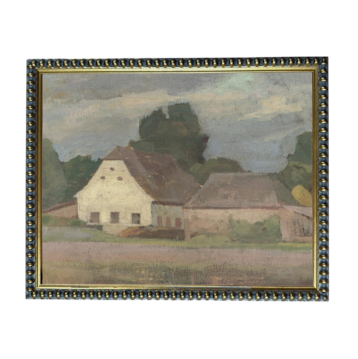 Framed Vintage Canvas Print: Landscape Barn Art, Modern Farmhouse Cottage Style #ARC-129