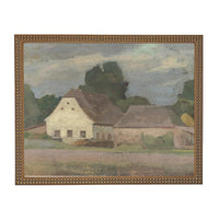 Framed Vintage Canvas Print: Landscape Barn Art, Modern Farmhouse Cottage Style #ARC-129