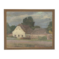 Framed Vintage Canvas Print: Landscape Barn Art, Modern Farmhouse Cottage Style #ARC-129