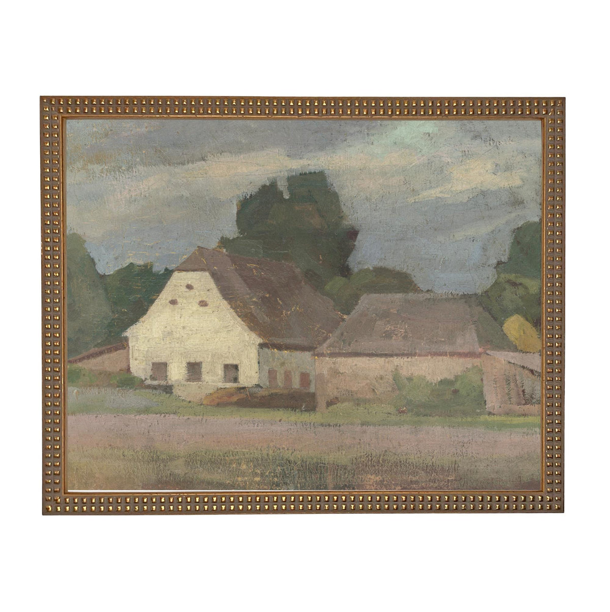 Framed Vintage Canvas Print: Landscape Barn Art, Modern Farmhouse Cottage Style #ARC-129