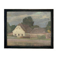 Framed Vintage Canvas Print: Landscape Barn Art, Modern Farmhouse Cottage Style #ARC-129