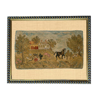 Framed Horse & Cottage Canvas Art Print: Vintage Farmhouse Decor #COT-101