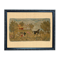 Framed Horse & Cottage Canvas Art Print: Vintage Farmhouse Decor #COT-101