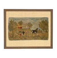 Framed Horse & Cottage Canvas Art Print: Vintage Farmhouse Decor #COT-101