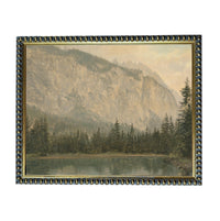 Framed Canvas Lake House Print: Vintage Cabin Landscape Art #CAB-102