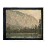 Framed Canvas Lake House Print: Vintage Cabin Landscape Art #CAB-102