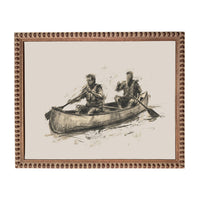 Framed Canvas Lake Landscape Print: Vintage Cabin Art #CAB-103