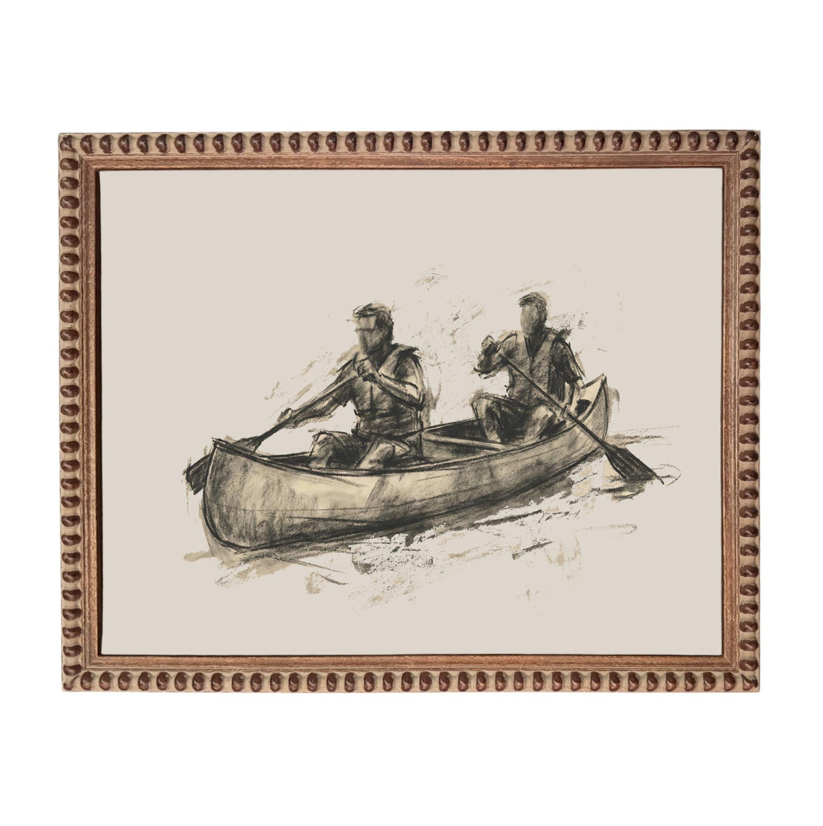Framed Canvas Lake Landscape Print: Vintage Cabin Art #CAB-103