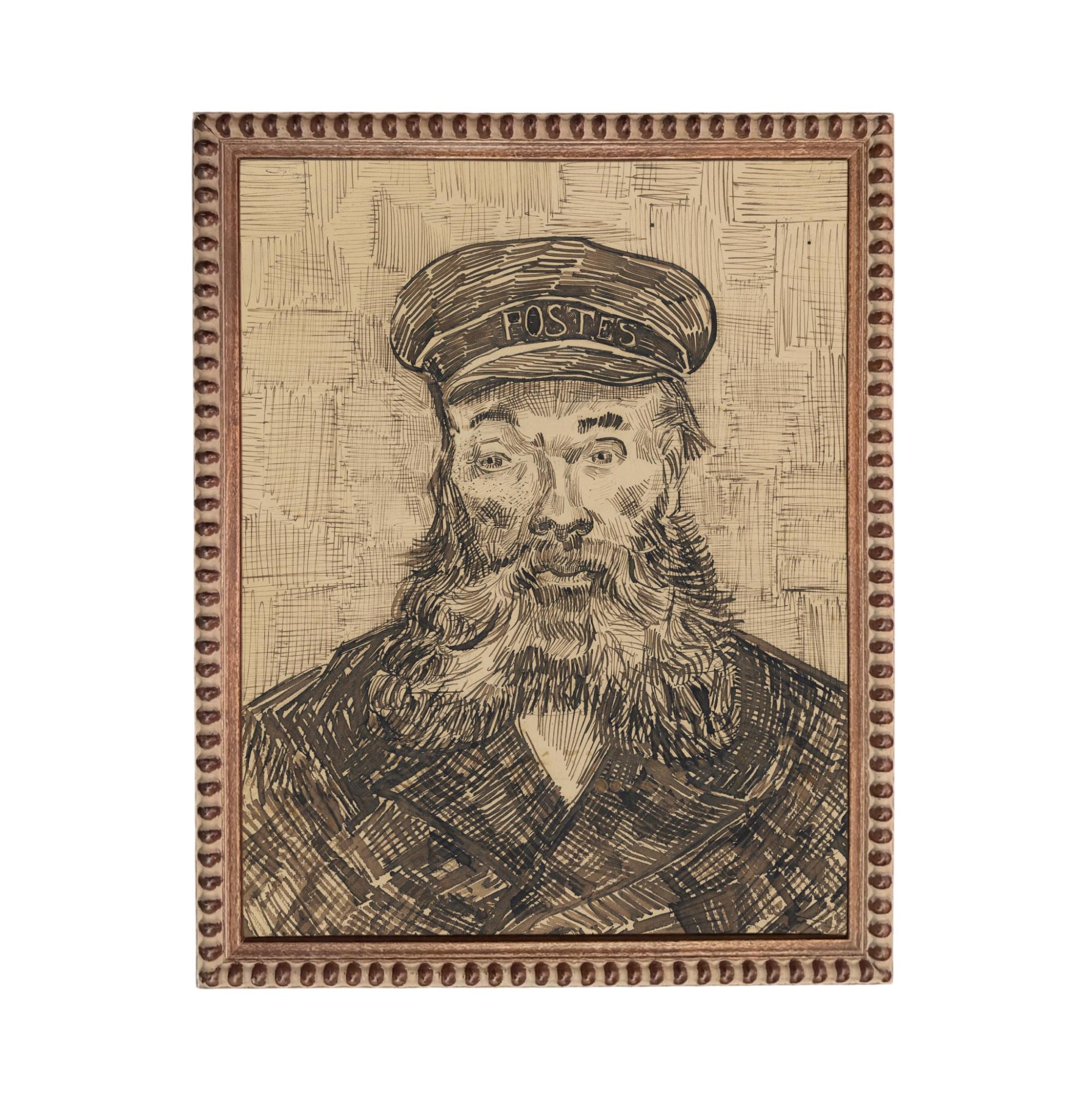 Framed Vintage Old Sailor Sketch- Nautical Cabin or Lake Art #CAB-106