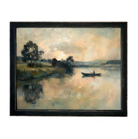 Framed Vintage Fisherman Print on Canvas: Lake House Cabin Art #CAB-109