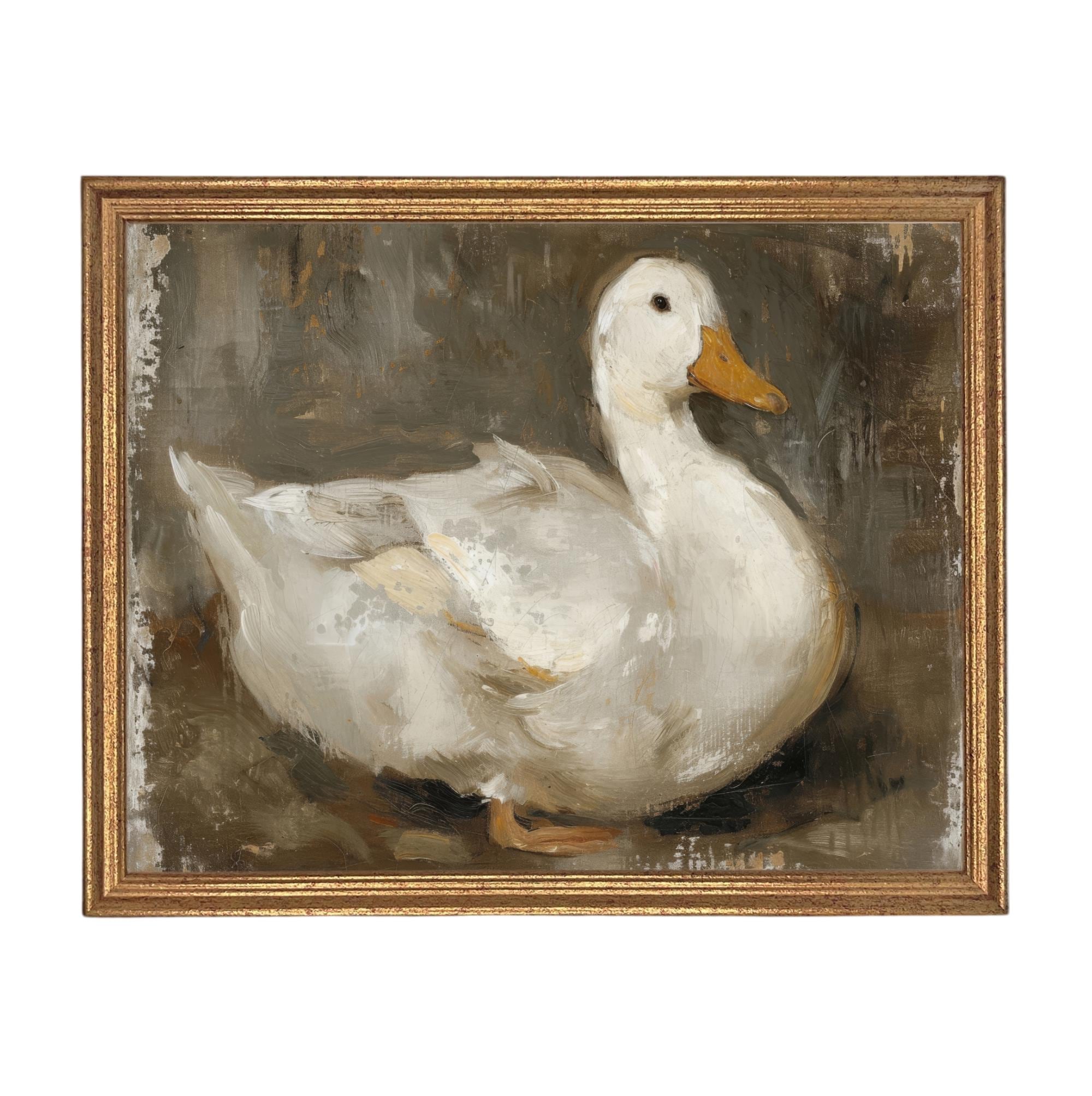 Vintage Duck Canvas Print: Framed Nursery Art Reproduction #A-206