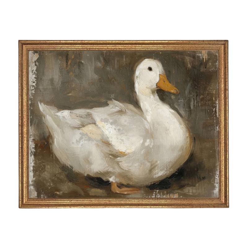 Vintage Duck Canvas Print: Framed Nursery Art Reproduction #A-206