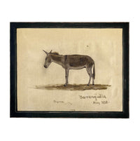 Framed Vintage Donkey Canvas Print: Farmhouse Art #A-207