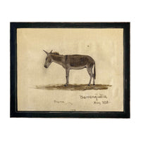 Framed Vintage Donkey Canvas Print: Farmhouse Art #A-207