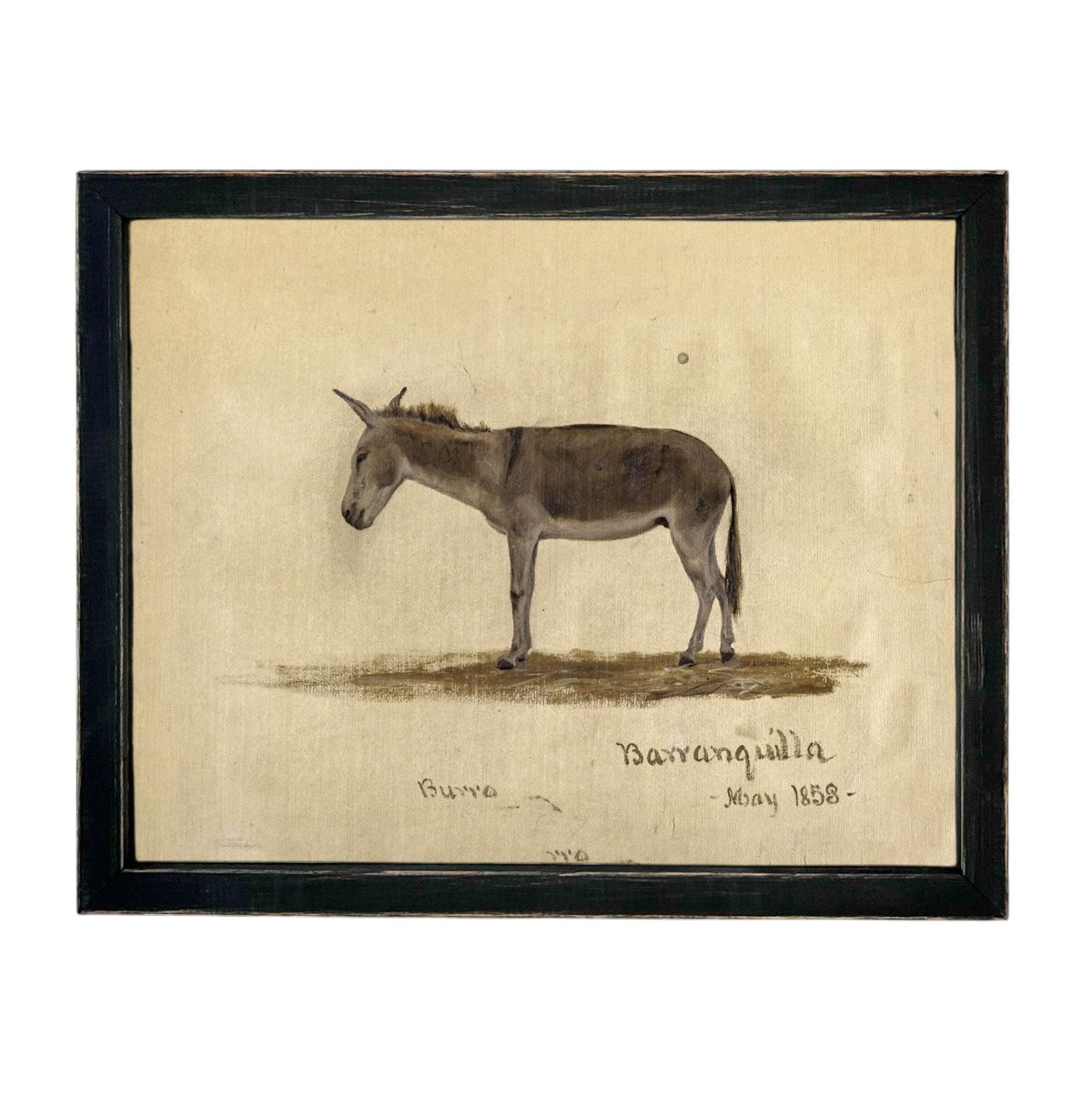 Framed Vintage Donkey Canvas Print: Farmhouse Art #A-207