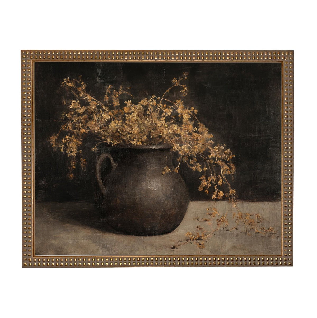 Vintage Framed Moody Autumn Floral Print: Botanical Still Life Painting #BOT-171