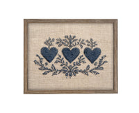 Framed Vintage Canvas Print: Folk Art Heart Tapestry Art #MSC-110