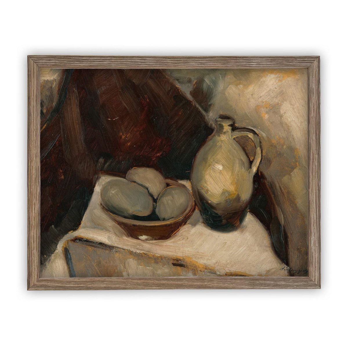 READY to SHIP 16X20 Vintage Framed Canvas Print: Kitchen Still Life, Farmhouse Art