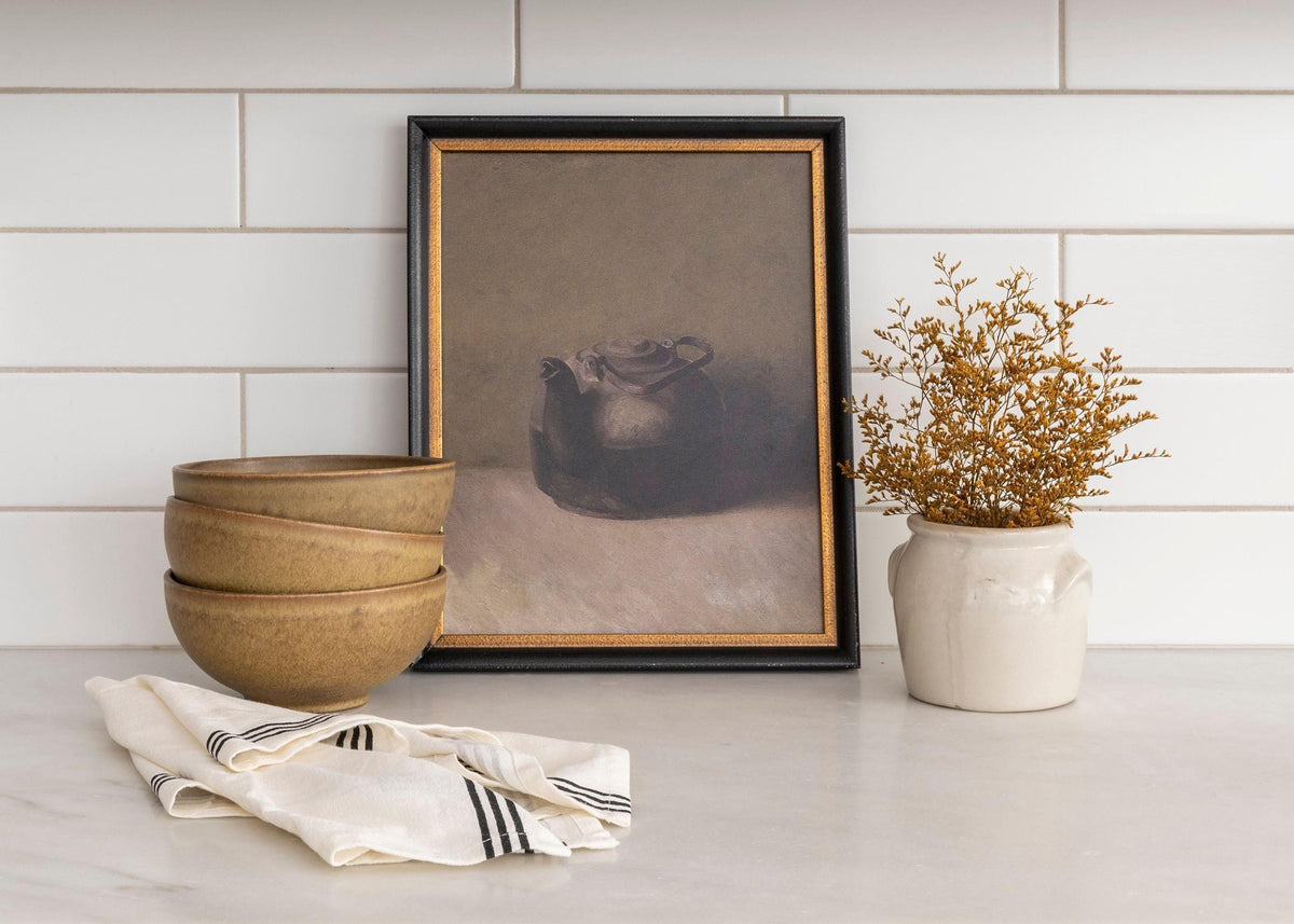 Framed Black Teapot Still Life Print #ST-609