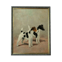 two dogs standing next to each other, with a neutral color palette and a simple composition.