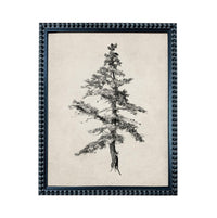 A black and white illustration of a tree with a textured, natural appearance.