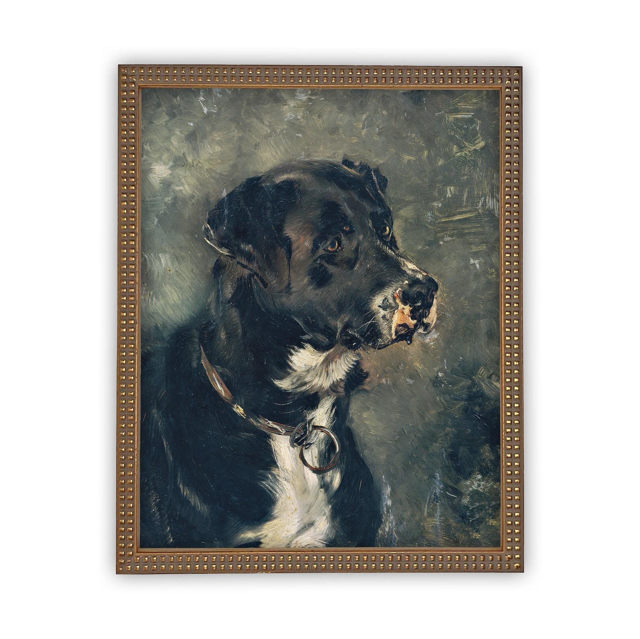Framed Black and White Dog Art #A-110