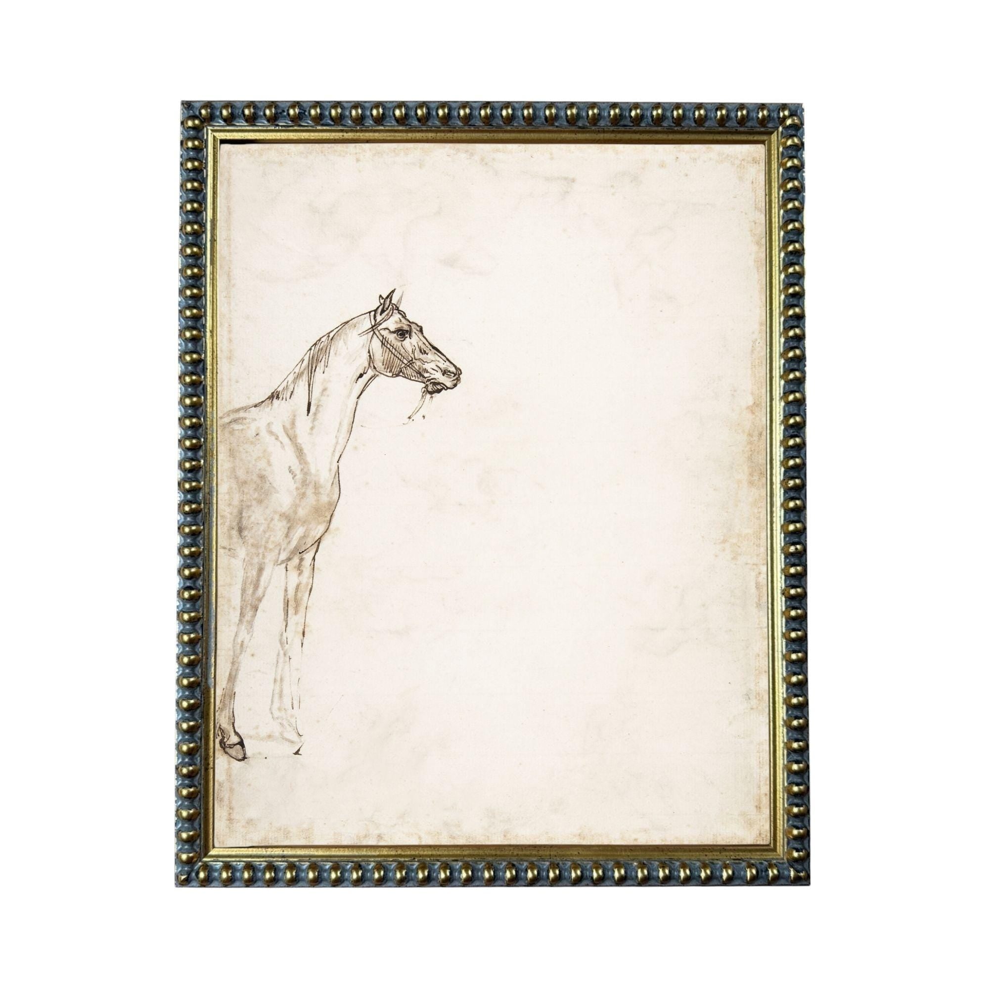 a horse in a black and white sketch.
