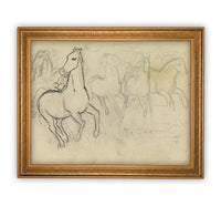Vintage Framed Canvas Art Vintage Horse Sketch Art #A-128