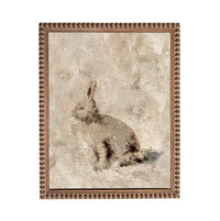 a painting of a rabbit sitting on the ground.