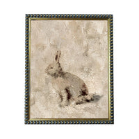 a painting of a rabbit in a frame with a decorative border.