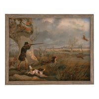 READY to SHIP 11X14 Vintage Landscape Print: Framed Canvas Antique Hunting Scene Art #A-198