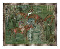 Vintage Framed Canvas Art: Race Day Equestrian Art #A-201